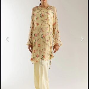 Ethnic Indian Wear Floral suit in yellow Cream